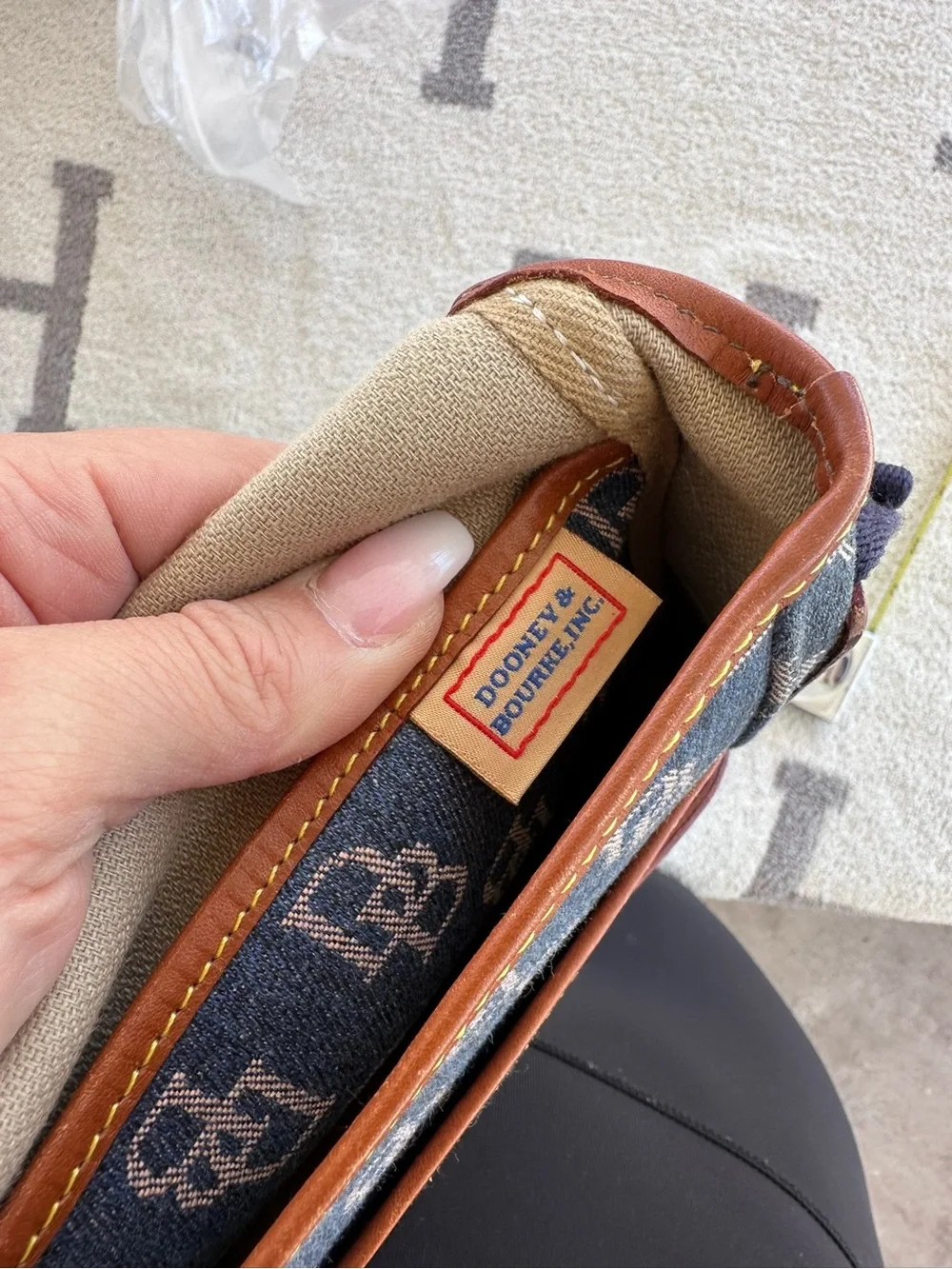 Vintage denim Dooney crossover bag